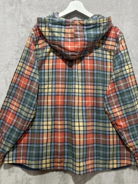 L.L. Bean Scotch Plaid Flannel Women's 3X Relaxed Zip Hoodie Lightweight Logo - Picture 5 of 5